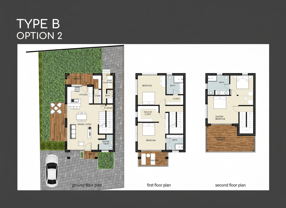 Amba Gardens Type B Option 2 Townhouse Floor Plan — master suite layout